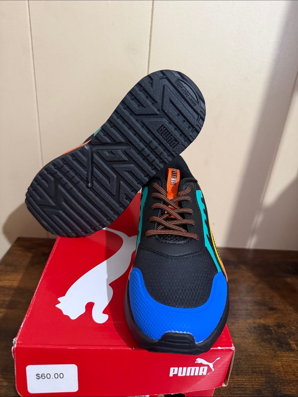 Puma Men's Black/Teal/Blue/Orange Running Sneakers - Picture 3 of 3